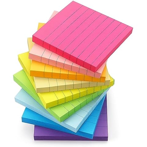 Early Buy Lined Sticky Notes with Lines 3x3 Self-Stick Notes 9 Bright Color 9 Pads, 70 Sheets/Pad Cover