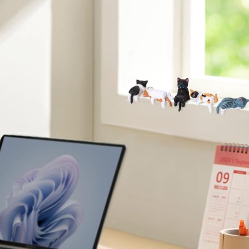 hongliang 5 Pcs Mini Cat Figurines Car Decor Dashboard Accessories Cute Resin Cat Ornaments for Rearview Mirror Desk Decorations Funny Car Gifts Interior Decors