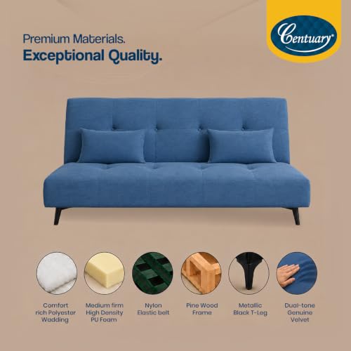 Image of Centuary EasyFlip Sofa Cum Bed, 3-in-1 Sofa,Recliner & Double Bed,Blue Dusk