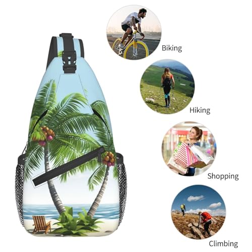 Mochila tipo bandolera Tropical Palm Tree negra miniatura 6