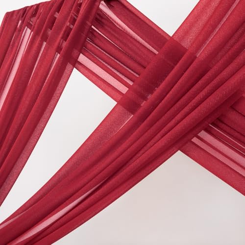 Image of MLMC Red Wedding Arch Draping Fabric 1 Panel 29 inch x 20 FT Extra Long Gauze Drapes Sheer Backdrop Curtains 6.6 Yards Airy Outdoor Drapery Panels for Wedding Baby Shower Birthday Decor