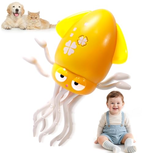 Image of Dancing Octopus Baby Toy - Tummy Time Gift for Babies, Magic Music Dance Light, Infrared Automatic Obstacle Avoidance, Sensor Development Infant Toys Present for Toddler 3-8 Years Old Boy&Girl, Yellow