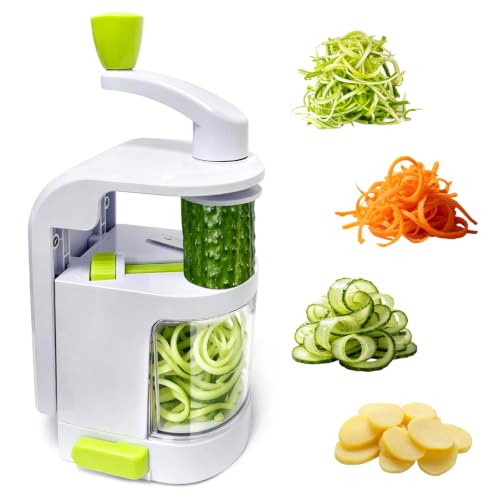 Mkhiuno Espiralizador de Verduras 4 en 1, Cortador para Calabacines y Pepinos, Sin BPA