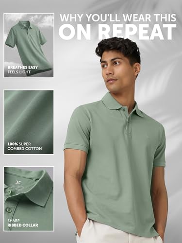 Image of XYXX Men's Nova 100% Combed Cotton Regular Fit Polo T-Shirt