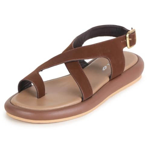 Image of TRASE Women's Casual Flat Sandals with Cross Straps, Adjustable Ankle Closure, Comfortable Footbed, Stylish Open Toe Design for Daily Wear, Outings and Casual Occasions