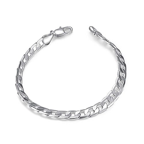 Pulseras de 6 mm QYYZTHX con cadena de vías laterales planas para mujer