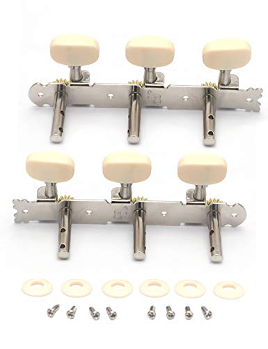 Metallor 3 on a Plank Guitar Tuning Pegs Chrome Plated Machine Heads Tuning Keys Tuners Single Hole for Folk Acoustic Guitar 3L 3R. - Thumbnail 3