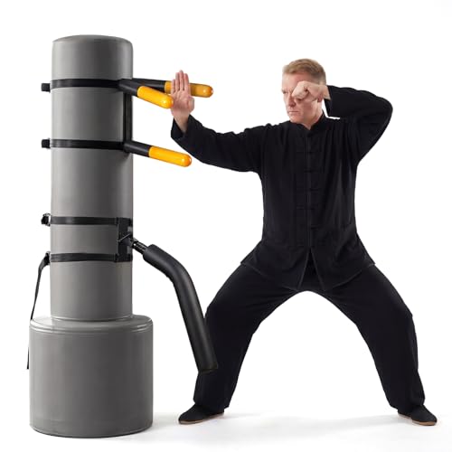 SYNTECSO Portable Wing Chun Dummy, Detachable Wooden Wing Chun Dummy Attached to Punching Bag Or Any Soft Object- Punching Bag Not Included
