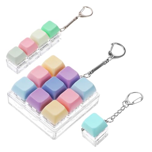 Ptwola 3 Pcs Keyboard Fidget Toy Fidget Keychain 9-in-1 4-in-1 for Adults