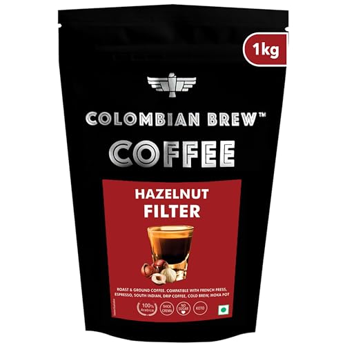 Image of Colombian Brew Hazelnut Filter Coffee Powder, Arabica Roast & Ground, 1kg