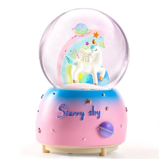 Unicorn Snow Globe for Kids, VECU Snow Globe with Music Perfect Unicorn Music Box for Girls, Granddaughters Babies Birthday ( Manual Snow Drift)