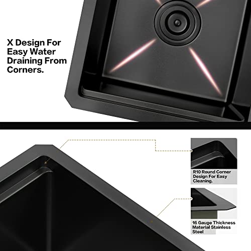 Lqs Black Undermount Bar Sink, Rv Sink, Handmade Stainless Steel Bar Sink 15" X 17", 16 Gauge Workstation Sink, Small Single Bowl Kitchen Sink With Cutting Board, Sink Protectors And Accessories #TOP6