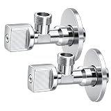FLUVIA Llave de Paso de Agua 1/2' x 3/8' (Pack 2 Unidades) – Llave de Escuadra de Latón Resistente, Válvula de Ángulo para Baño, Cocina, WC, Uso Doméstico y Profesiona