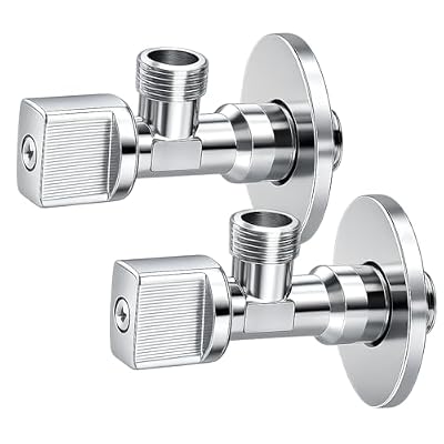 FLUVIA Llave de Paso de Agua 1/2" x 3/8" (Pack 2 Unidades) – Llave de Escuadra de Latón Resistente, Válvula de Ángulo para Baño, Cocina, WC, Uso Doméstico y Profesiona (1/2" - 3/8", Volante plástico)