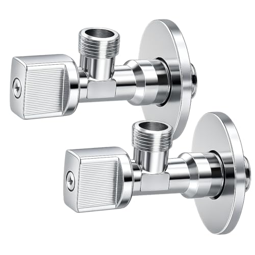 FLUVIA Llave de Paso de Agua 1/2" x 3/8" (Pack 2 Unidades) – Llave de Escuadra de Latón Resistente, Válvula de Ángulo para Baño, Cocina, WC, Uso Doméstico y Profesiona