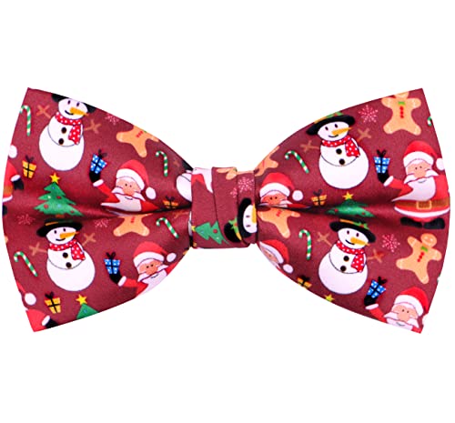 OCIA Festival Pattern Theme Bow Tie Holiday Pre-Tied Bowtie for Mens AX Red