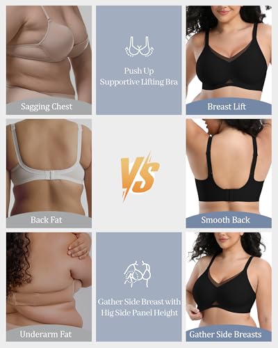 Image of Jelly Bras for Women No Underwire Mesh Wireless Crossover Bra Seamless Full Coverage Lift T Shirt Sleep Bralettes