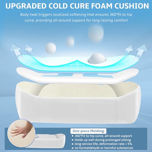 Wyrdforging Ergonomic Gaming Chair, Computer Desk Chairs, 4D Armrests, High Back Office Chair with Headrest & Lumbar Pillow, Tilt Rocker Recliner, Heavy-Duty Base, White PU Leather & Blue Suede Combo - Image 4