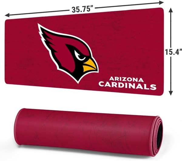 Skinit Extra Large Gaming Mouse Pad - Officially Licensed NFL Arizona Cardinals Distressed Design with Stitched Edges, Waterproof, Non-Slip Rubber Base, Desk Mat for Keyboard & Mouse