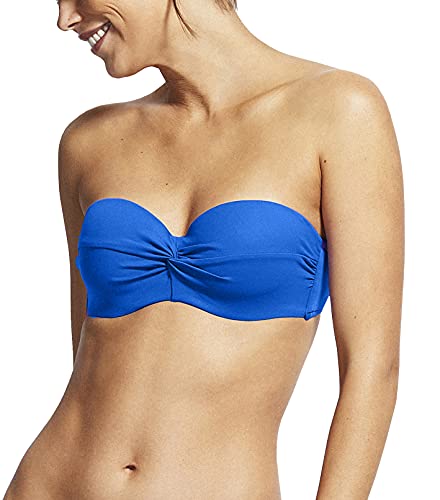 Image of Seafolly womens31217-065Twist Front Bustier Bandeau Bikini Top Swimsuit Bikini Top - Blue - 6