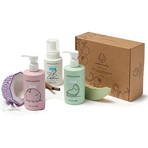 Dabble & Dollop Beachy Bundle, Natural Bubble Bath, Body Wash, Shampoo For Kids, Usa-Made, Paraben & Sulfate Free, Vegan, Gluten-Free, Tear-Free, Honeydew, Vanilla & Coconut (Set Of 3) #TOP2