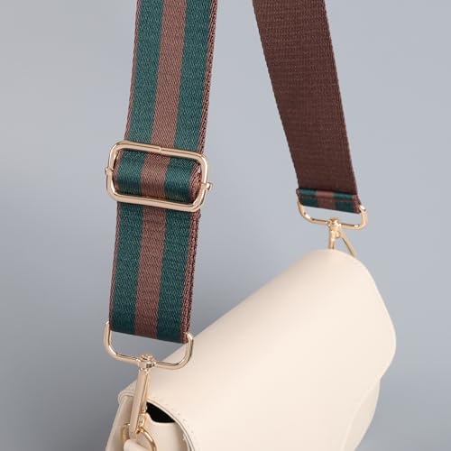 Image of chushui Wide Bag Strap Replacement Crossbody Shoulder Strap Adjustable, Classic Striped Preppy Vertical Stripe Woven with Gold Hardware 29-51 Inches for Purses Handbags Totes