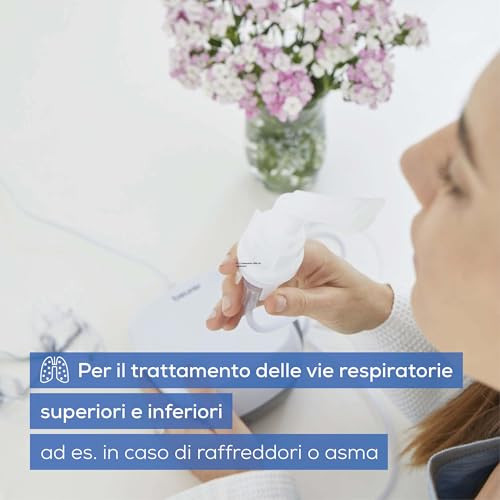 Beurer IH 18 Aerosol ad aria compressa con compressore CC per inalazione e trattamento delle vie respiratorie superiori e inferiori, per adulti e bambini, bianco, set accessori completi da 8 pezzi - Immagine 3