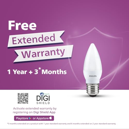 Image of PHILIPS 4W LED Frosted Candle Bulb | Warm White 3000K | E27 Base | Energy Efficient Decorative LED Light | Soft Glare-Free Illumination | Pack of 24