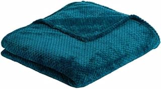 wilko Dark Teal Waffle Throw 200 x 240cm, 100% Polyester Washable Waffle Throw, 200 x 240cm