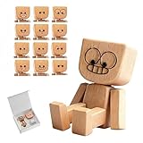 ZhongShuang Schüttelmann Holz,Lustige Wackelfigur Auto Mit 12 Magnetischen Gesichtsausdrücke, Armaturenbrett Autozubehör Schreibtisch Dekoration Figurine,Geschenke Für Männer