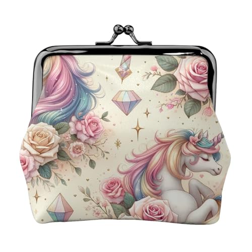 Pu Leather Buckle Coin Purse Magical-Horse-Twinkling-Stars Girls Kiss-Lock Change Purse Wallets