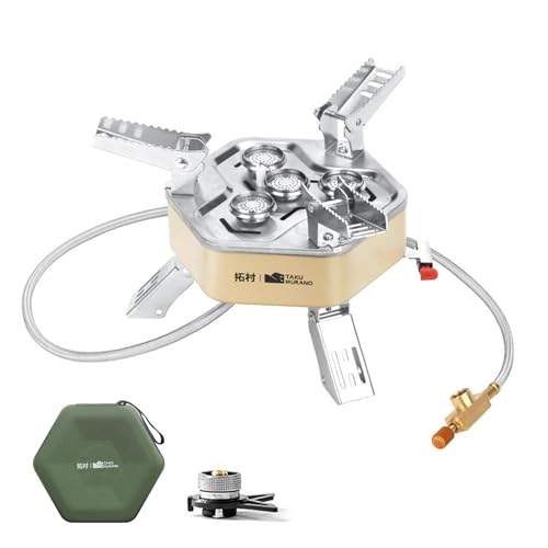 AIROKA 12800W Collapsible Portable Butane Camping Stove with Carrying Case,Electronic Ignition,Mini Stove for Outdoor Camping, Hiking, Hiking and Picnicking (Khaki)