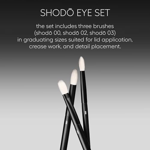 rephr Shodō Eye Set – 3 Handmade Japanese Makeup Brushes (Shodō 00, 02, 03) | Natural Goat Hair Bristles for Lid, Crease & Detail | Handade in Kumano, Japan