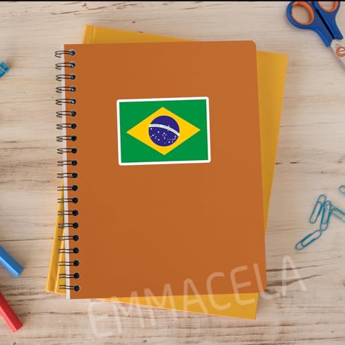 Image of (3PCS) Brazil Flag stickers, Countries Flag Stickers - Waterproof Vinyl Decals For Laptops, Tumblers, Water Bottles, Books, Scrapbooks, Size 3 x 2.2 Inch