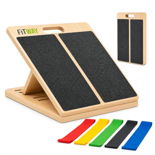 Adjustable Wooden Slant Board, 5-Level Calf Stretcher for Mobility & Rehab by FITWAY - Used condition - US$24.70