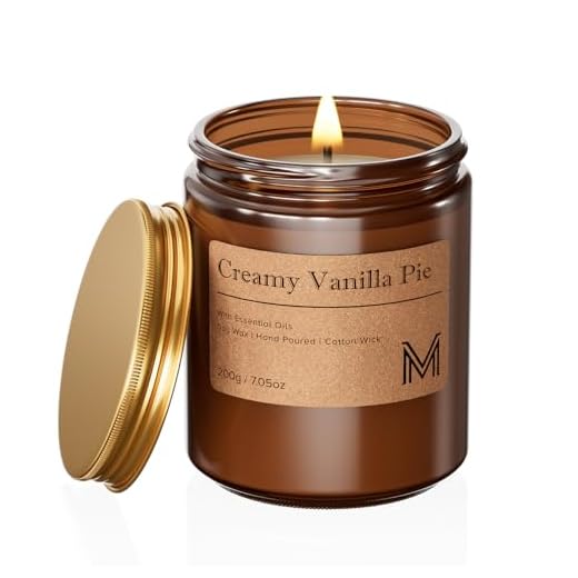 M&SENSE Duftkerzen im Glas 200g - Cremiger Vanillekuchen Natürliche Sojawax Kerze mit 40h Brenndauer, Geschenk für Frauen & Männer (Bad, Yoga, Aromatherapie)