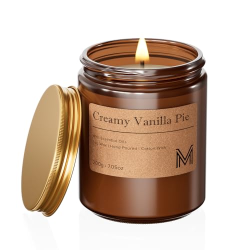 M&SENSE Scented Candles Gifts for Women 200g Natural Soy Wax Candles Long Burning Birthday Candle Creamy Vanilla Pie for Birthday Christmas Wedding