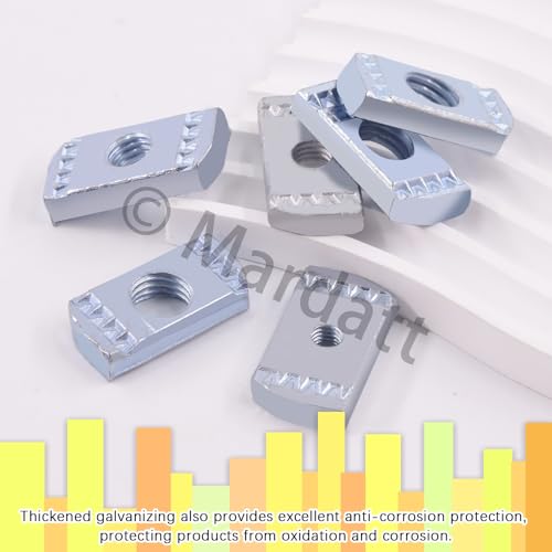 Mardatt 40 Stück Strebenkanal-Muttern, M6 M8 M10 M12 ohne Federmuttern, verstärkte verzinkte Strebenmuttern ohne Federmuttern zur Verwendung an Kanalstreben