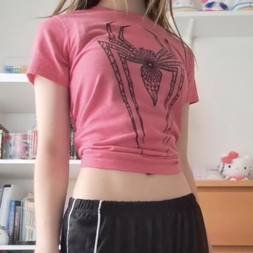 Sipder Print T Shirts for Women Short Sleeve Shirts Summer Tops Casual for Women 20244