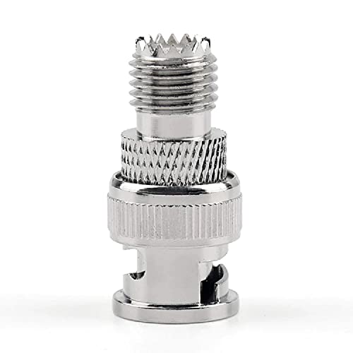 Image of BNC Male to Mini UHF Female Adapter | RF Coax Jack Connector | Mini UHF Female to BNC Male Straight Coaxial Coupler (1)