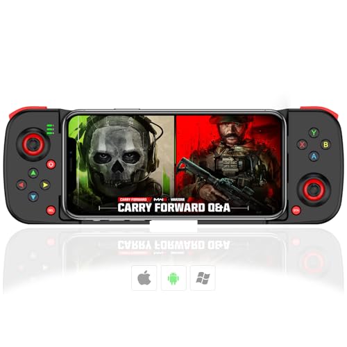 Megadream Wireless Game Controller für iPhone, MFi Bluetooth Mobile Gamepad Joystick für iOS/Android, für iPhone15/14/13 Pro/12/11/Samung Galaxy, OPPO, Oneplus, Huawei, Direct Play (Blcak)