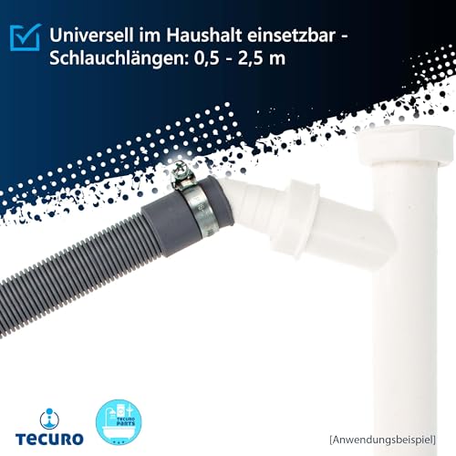 tecuro Ablaufschlauch-Verlängerung 0,5 m für Waschmaschinen und Spülmaschinen, einfache Montage, inkl. 2 Schlauchschellen, hochflexibler Kunststoff