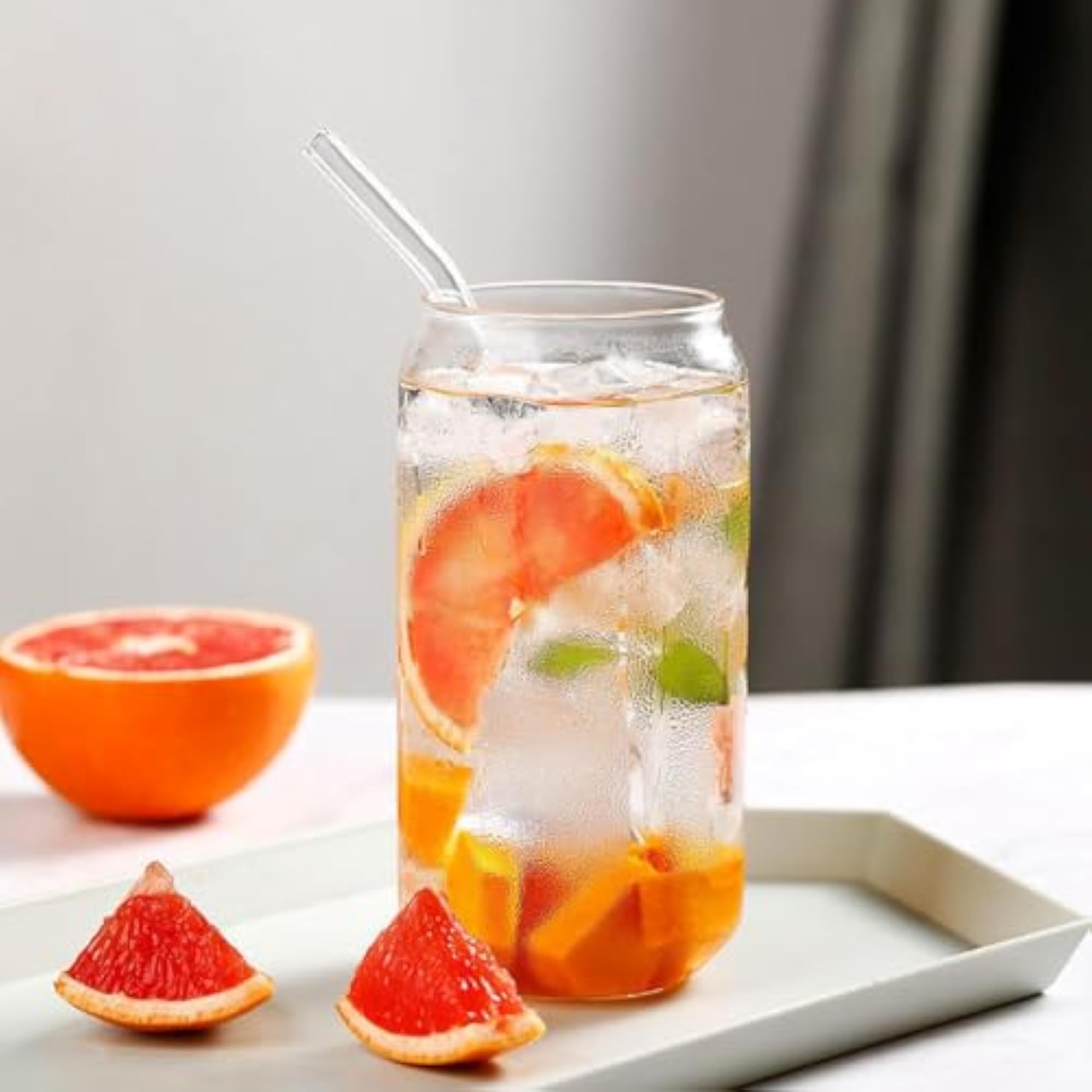 Bubble Tea Cup with Lid and Straw, 500ml
