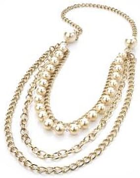 Avalaya 4 Strand Long Imitation Pearl Gold Plated Necklace -104cm Length