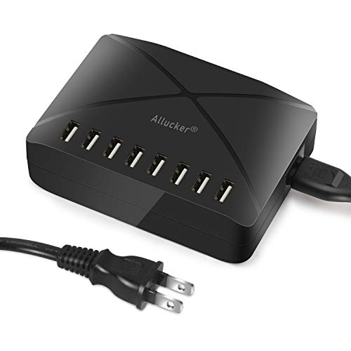 Allucker USB 充電器 コンセント 電源タップ 急速充電器 智能入力 8ポートUSBコンセント 8A 5V 全機種対応 iPhone スマホ タブレット 急速充電 海外対応 (ブラック)