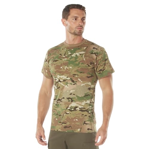 Image of Rothco Camo T-Shirt | Men's Short Sleeve Camouflage Crew Neck Base Layer Rugged Outdoor Hiking Workout Gym Tee Shirt