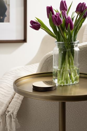 image for Kate and Laurel Tira Elegant Round Side Table, 14 x 24, Brass and Blac