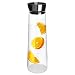 Produktbild Evilandat 1.5L / 1L Glaskaraffe Glas Wasser Karaffe Mit Filiter Wasserkrug Mit Griff Für Heiße Kalte Getränke mit Deckel aus Edelstahl und Holz Moderne Optik