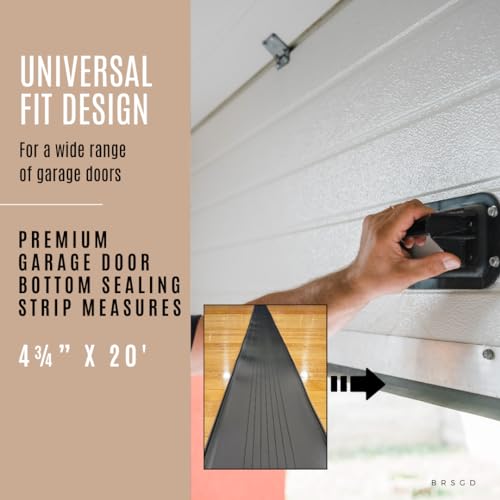 Garage Door Bottom Seal 20 Ft – Heavy-Duty 5/16" T-End Rubber Weather Stripping, 4 ¾" Wide Door Seal Strip, Universal Fit for Garage Door Insulation, Thresholds & Weatherproofing by BRSGD - Image 2