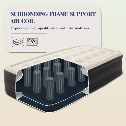 DIMAR GARDEN Twin Size Air Sofa Bed Mattress with Headboard and Pump,Blow Up Couch Inflatable Bed - Thumbnail 5